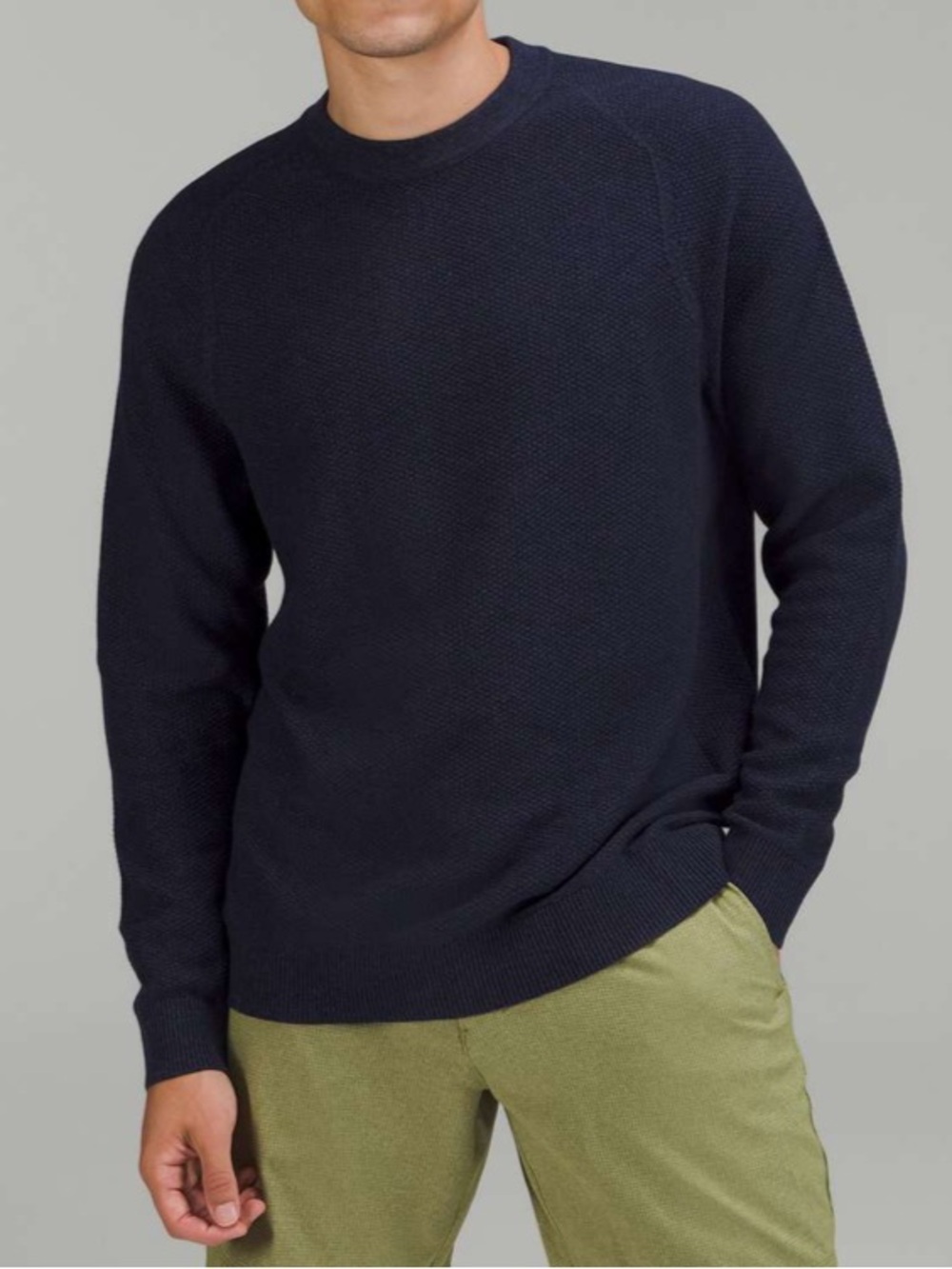 Lululemon Textured Knit Crewneck Sweater Heathered Classic Navy Size Medium